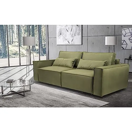 Siblo Canape Lit 3 Places - Valeria Collection Meubles de Salon - Confortable Canapé Convertible - Canapé 3 Places - Vert Clair - 249x111x90cm