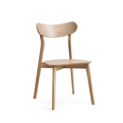 Kave Home - Chaise Safina en placage de chêne et Bois d'hévéa Massif