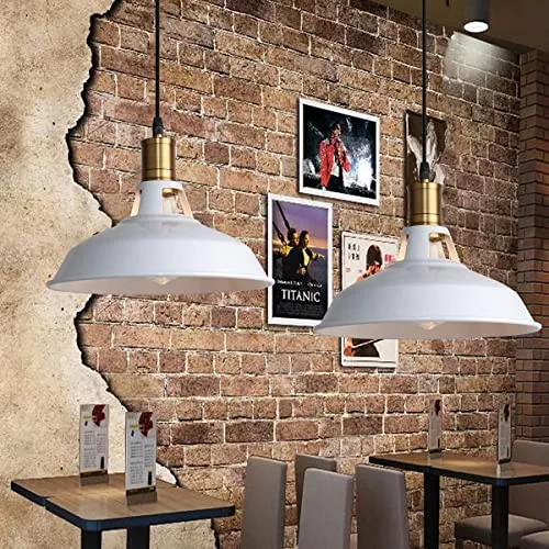 TOKIUS Suspension Lustre Industrielle Vintage Luminaire Plafonnier E27 Salon Abat-jour Plafond en Métal Rétro Style Nordique Design Câble Réglable (Blanc, 1pcs)