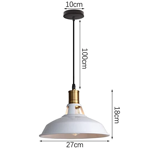 TOKIUS Suspension Lustre Industrielle Vintage Luminaire Plafonnier E27 Salon Abat-jour Plafond en Métal Rétro Style Nordique Design Câble Réglable (Blanc, 1pcs)