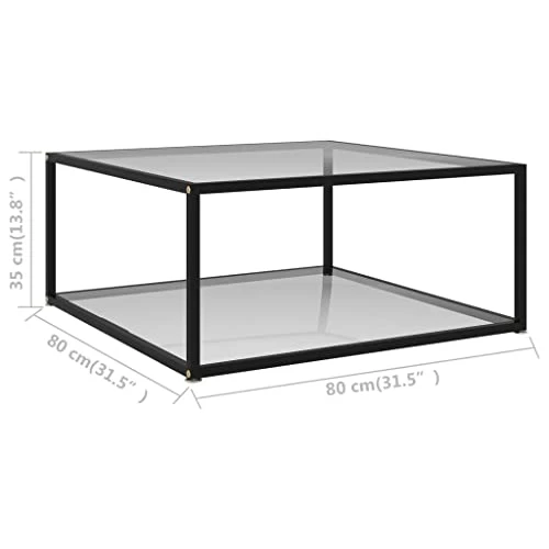 Table d'appoint de salon moderne basse en verre trempé et acier Table basse Design à 2 niveaux pour salon et bureau 80 x 80 x 35 cm Transparent
