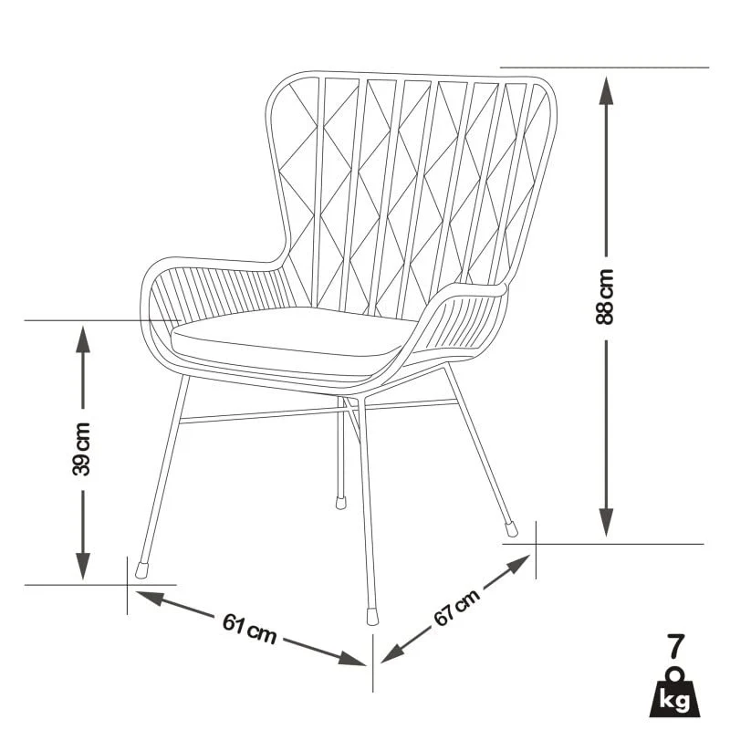 PACIFIC linea Fauteuil Max - Rotin/Métal