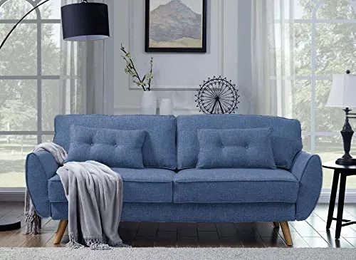 Deco In Paris Canapé clic clac en Tissu Bleu avec Pieds en Bois Panama