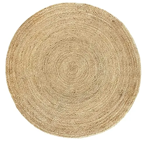 HAMID Tapis Jute Naturel, Jute Alhambra Rond, Tressé à la Main, Tapis 100% Fibre de Jute pour Salon, Chambre, Décoration (Naturel, 150x150cm)