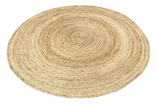 HAMID Tapis Jute Naturel, Jute Alhambra Rond, Tressé à la Main, Tapis 100% Fibre de Jute pour Salon, Chambre, Décoration (Naturel, 150x150cm)