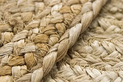 HAMID Tapis Jute Naturel, Jute Alhambra Rond, Tressé à la Main, Tapis 100% Fibre de Jute pour Salon, Chambre, Décoration (Naturel, 150x150cm)