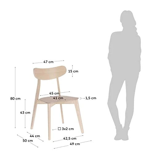 Kave Home - Chaise Safina en placage de chêne et Bois d'hévéa Massif