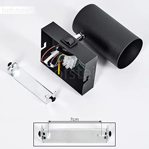 hofstein Applique mural Javel, lampe en métal noir/chrome, luminaire peuvent être orientées idéal dans un séjour moderne, disposent d'un interrupteur, 1 x GU10, ampoule(s) non incluse(s)
