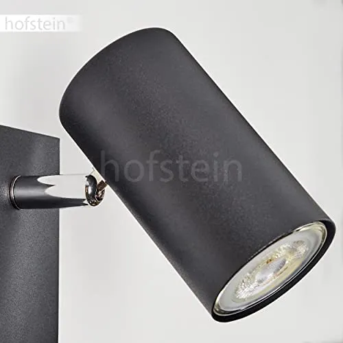 hofstein Applique mural Javel, lampe en métal noir/chrome, luminaire peuvent être orientées idéal dans un séjour moderne, disposent d'un interrupteur, 1 x GU10, ampoule(s) non incluse(s)