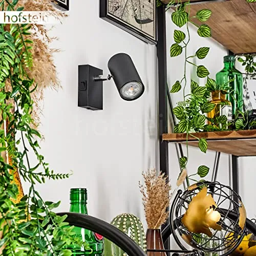 hofstein Applique mural Javel, lampe en métal noir/chrome, luminaire peuvent être orientées idéal dans un séjour moderne, disposent d'un interrupteur, 1 x GU10, ampoule(s) non incluse(s)