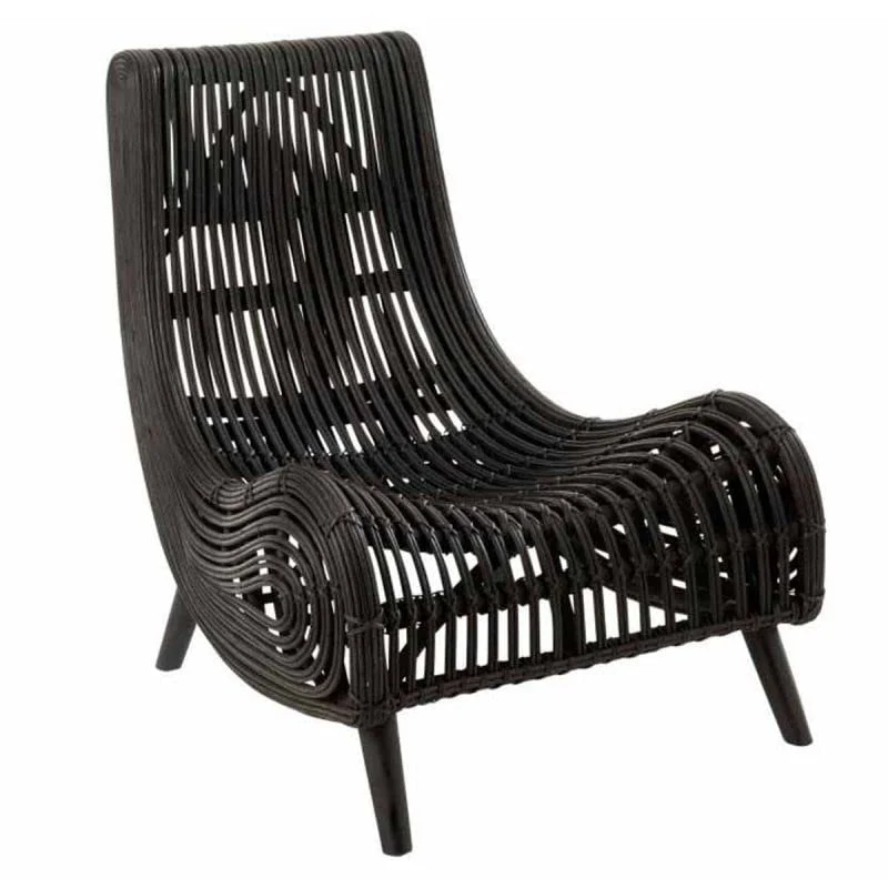 Paris Prix - Fauteuil Design rotin 100cm Noir