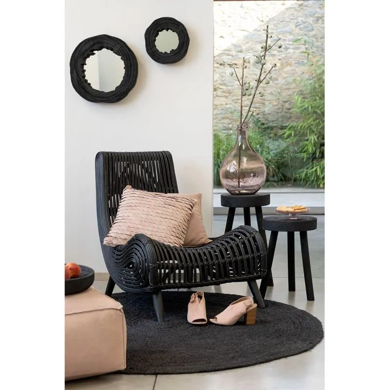 Paris Prix - Fauteuil Design rotin 100cm Noir