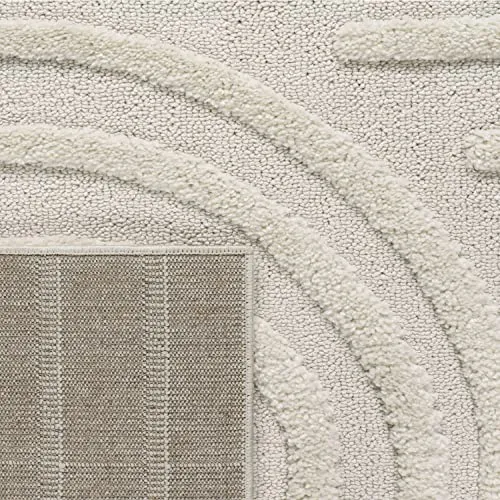 Paco Home Tapis Poils Longs Tapis De Salon Tapis Shaggy Aspect 3D Ethnique Boho Look Vintage Doux, Dimension:160x220 cm, Couleur:Crème 7