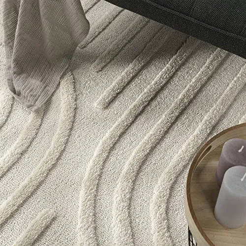 Paco Home Tapis Poils Longs Tapis De Salon Tapis Shaggy Aspect 3D Ethnique Boho Look Vintage Doux, Dimension:160x220 cm, Couleur:Crème 7