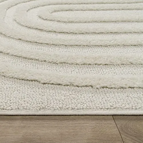 Paco Home Tapis Poils Longs Tapis De Salon Tapis Shaggy Aspect 3D Ethnique Boho Look Vintage Doux, Dimension:160x220 cm, Couleur:Crème 7