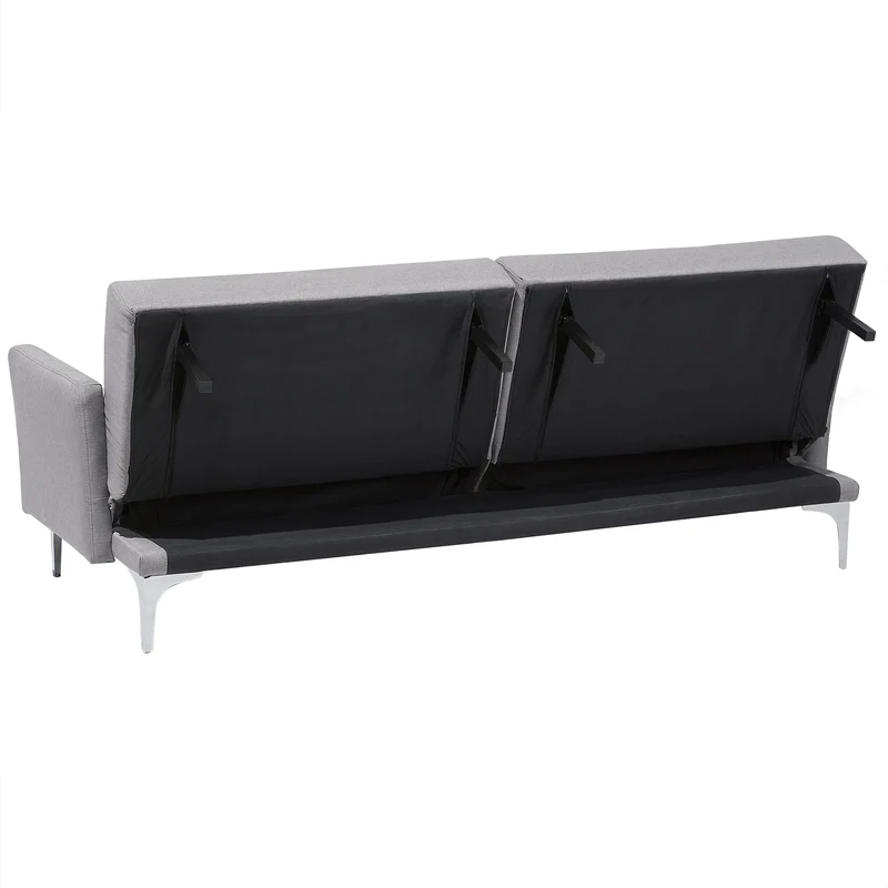 Beliani Canapé Convertible en Polyester Gris 3 Places Taies Déhoussables Rembourré Lucan
