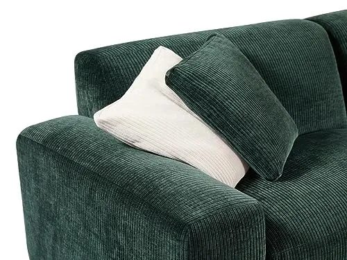 Vente-unique - Canapé d'angle Droit en Velours côtelé Vert TIRONO