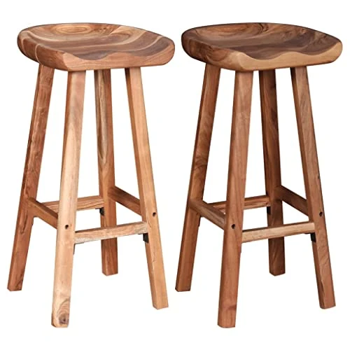 vidaXL Tabourets de Bar Lot de 2 Bois d'acacia Solide