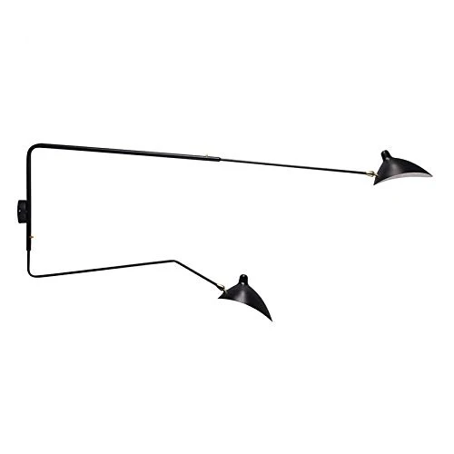 NASN Serge Mouille L175 cm H70 cm E14 LED Moderne Deux Tête Salon Deux Bras Noir Mur Lumière Chambre Duckbilled Lumière Deux Bras Mur Lampes Noir Wjite Applique Murale Livraison Gratuite (black)