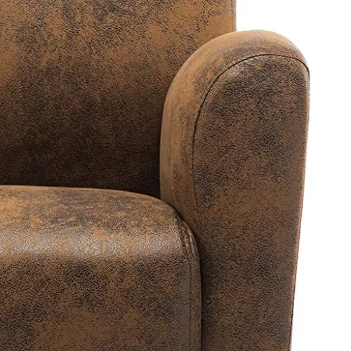 Festnight Chaise Fauteuil Bureau Fauteuil de Salon Similicuir Daim Marron
