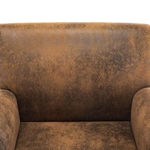 Festnight Chaise Fauteuil Bureau Fauteuil de Salon Similicuir Daim Marron