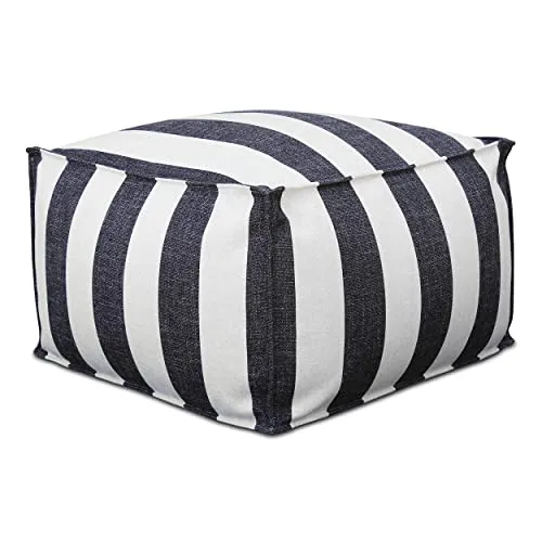 DESHOME - Pouf repose-pieds d'extérieur et intérieur tissu hydrofuge, déhoussable avec rembourrage 80 x 80 x 50 cm : Pouf pour canapé de séjour chambre à coucher, Pouf rayé