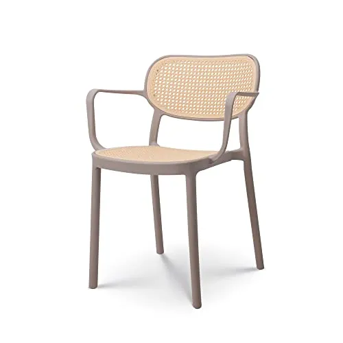 Kosmi - Chaise de Salle à Manger Beige au Style Vintage avec accoudoirs