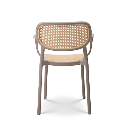 Kosmi - Chaise de Salle à Manger Beige au Style Vintage avec accoudoirs