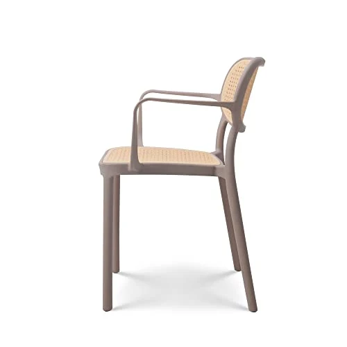 Kosmi - Chaise de Salle à Manger Beige au Style Vintage avec accoudoirs
