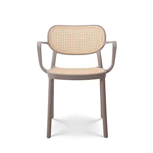 Kosmi - Chaise de Salle à Manger Beige au Style Vintage avec accoudoirs