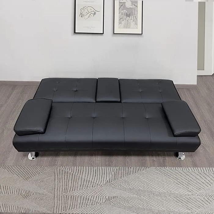 Designetsamaison Banquette Clic Clac 3 Places Noir - Oglio