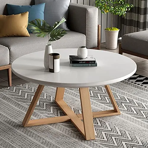 LBSI Tables Basses Rondes pour Salon Ensemble de 2 Petites Tables d'appoint Blanches et Grises, Modernes Table Basse Gigogne, Assemblage Robuste et Facile (Color : White, Size : 80 * 80 * 45cm)