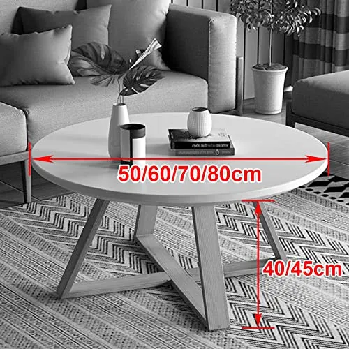 LBSI Tables Basses Rondes pour Salon Ensemble de 2 Petites Tables d'appoint Blanches et Grises, Modernes Table Basse Gigogne, Assemblage Robuste et Facile (Color : White, Size : 80 * 80 * 45cm)