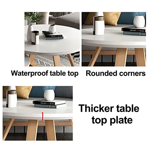 LBSI Tables Basses Rondes pour Salon Ensemble de 2 Petites Tables d'appoint Blanches et Grises, Modernes Table Basse Gigogne, Assemblage Robuste et Facile (Color : White, Size : 80 * 80 * 45cm)