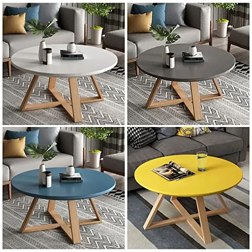 LBSI Tables Basses Rondes pour Salon Ensemble de 2 Petites Tables d'appoint Blanches et Grises, Modernes Table Basse Gigogne, Assemblage Robuste et Facile (Color : White, Size : 80 * 80 * 45cm)