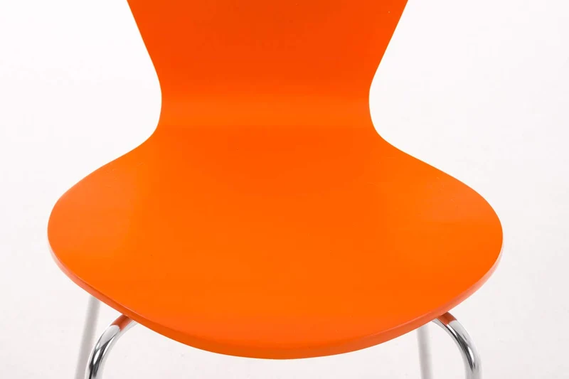 Chaise Empilable Calisto en Bois - Assise Ergonomique - Chaise de Salle d'Attente en Bois Chaise, Hauteur Assise 45 cm -Couleurs au Choix:, Couleur:Orange