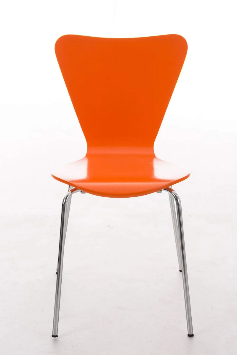 Chaise Empilable Calisto en Bois - Assise Ergonomique - Chaise de Salle d'Attente en Bois Chaise, Hauteur Assise 45 cm -Couleurs au Choix:, Couleur:Orange