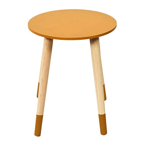 THE HOME DECO FACTORY Lot de 2 Tables Basses Gigognes Rondes Bicolore Bleu Jaune, Bois d'ingénierie, Small 33 x 40 cm-Tall 43 x 48 cm