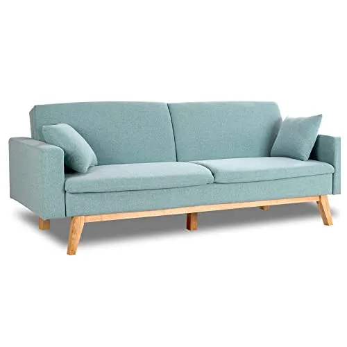 Don Descanso - Canapé Convertible clic clac 3 Places Convertible lit 3 Places Reine. Dimension canapé : 201x73x79 cm | Dimension lit : 201x99x42 cm [Comprend 2 Coussins] | Vert