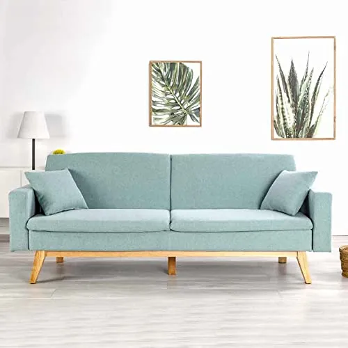 Don Descanso - Canapé Convertible clic clac 3 Places Convertible lit 3 Places Reine. Dimension canapé : 201x73x79 cm | Dimension lit : 201x99x42 cm [Comprend 2 Coussins] | Vert