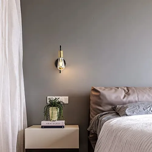Osairous Applique Murale Vintage 2 Pack, Lampe Murale Intérieur Industrielle, Spot Mural Fer Rétro pour Chambre Couloir Bar, E27, IP20, Noir, Sans Ampoule