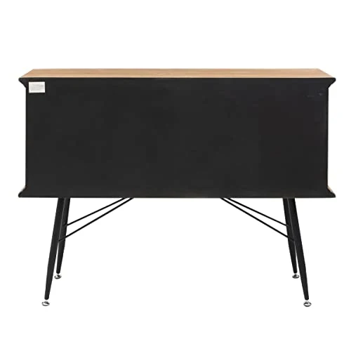 Made In Meubles Buffet vitrine en Bois de Sapin et Verre strié 4 Portes Nicole - Buffet & Vaisselier - Buffet 36 x 120 x 87.5 cm