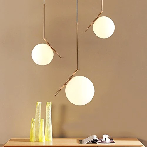 MZStech Moderne Mode Suspension Lampe Fer Verre LED Luminaire Suspension Boule Verre Vec Du Métal Doré (30CM)