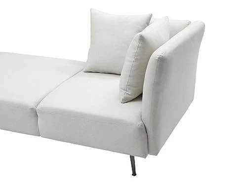 Vente-unique - Méridienne Droite en Tissu crème NAPASA