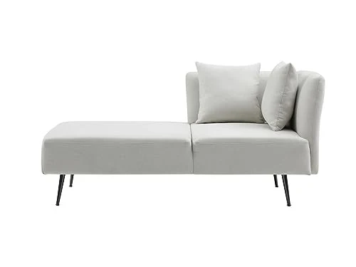 Vente-unique - Méridienne Droite en Tissu crème NAPASA