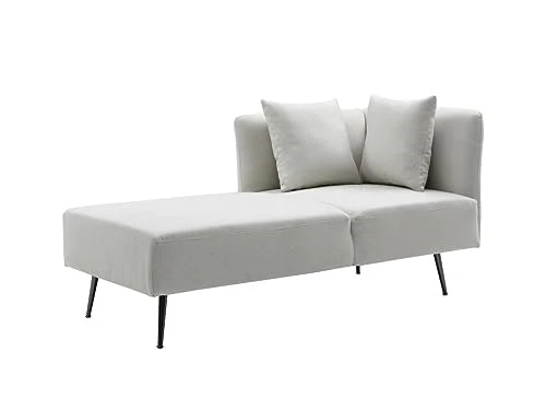 Vente-unique - Méridienne Droite en Tissu crème NAPASA