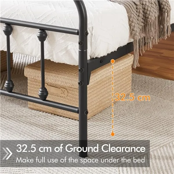 Yaheetech Lit Simple Double en Métal Assemblage Simple pour Petits Espaces Adultes 140x200cm Noir