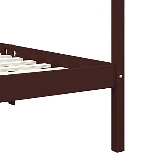vidaXL Pin Massif Cadre de Lit à Baldaquin Lit Double Lit Adulte Lit Coffre Sommier à Lattes Chambre à Coucher Maison Intérieur Marron Foncé 160x200 cm