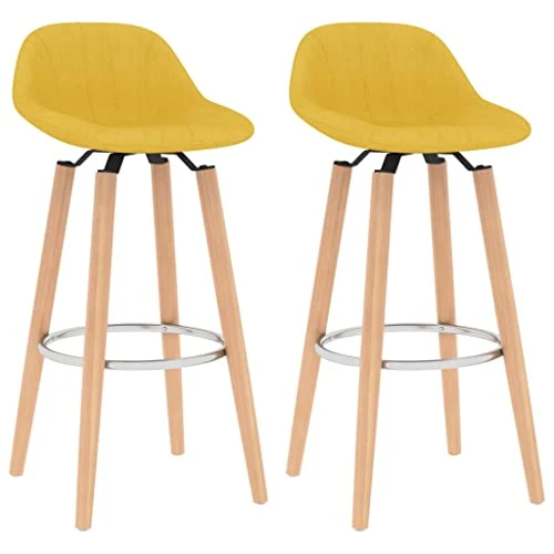 vidaXL Tabourets de Bar Lot de 2 Jaune Moutarde Tissu