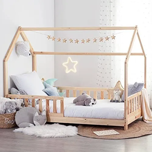 Lit cabane Enfant Bosco - Bois 90x190 cm - Atmosphera créateur d'intérieur